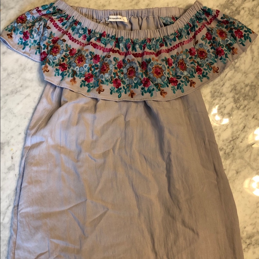Impeccable Pig off the shoulder embroidered dress